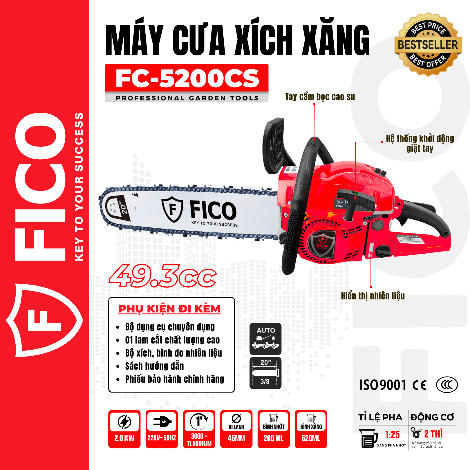 MÁY CƯA XÍCH XĂNG FICO FC-5200CS