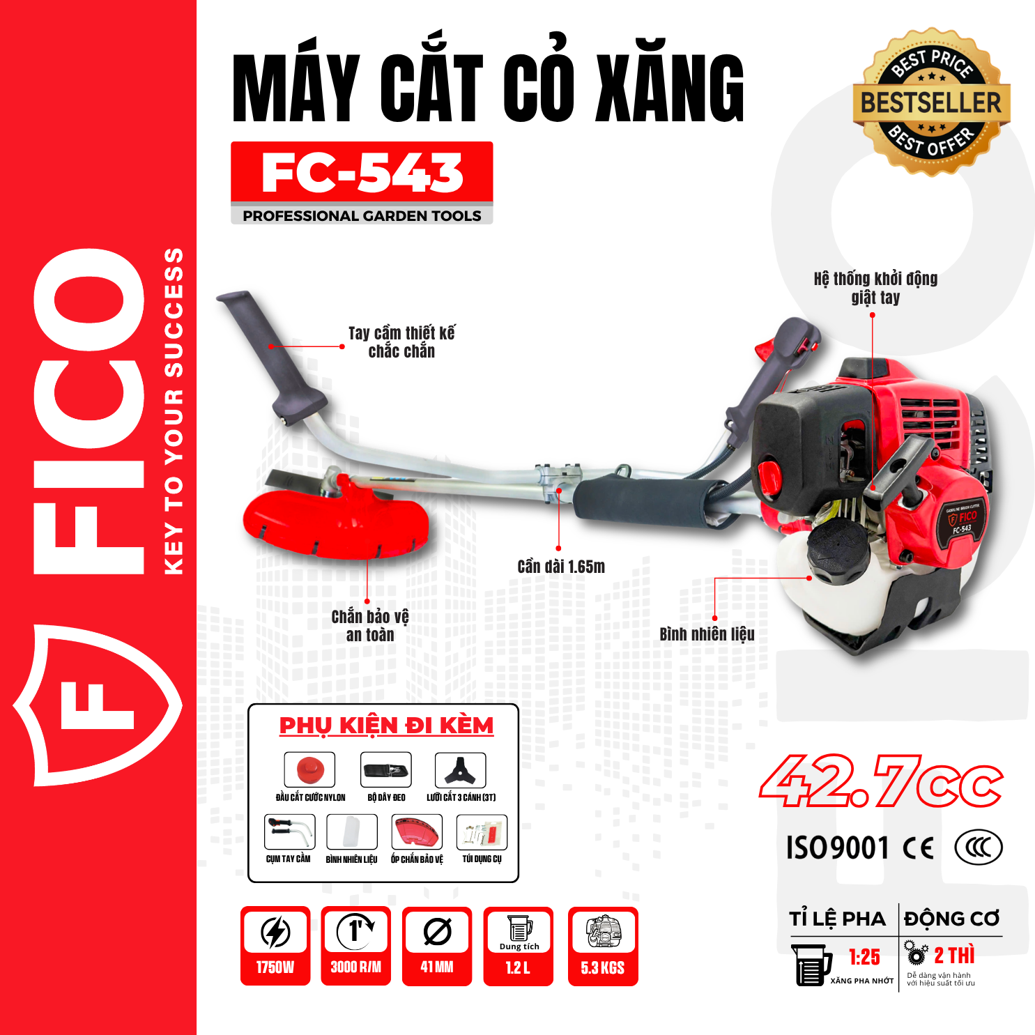 MÁY CẮT CỎ XĂNG FICO FC-543