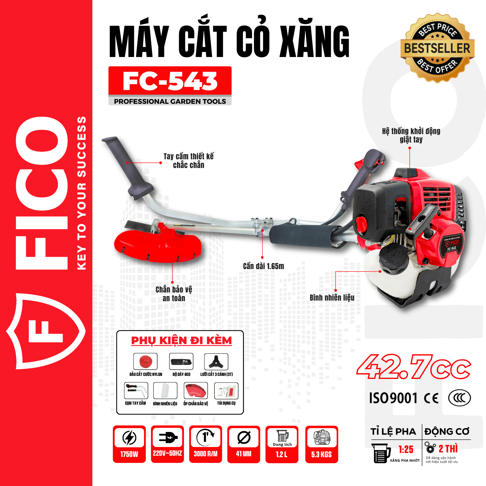 MÁY CẮT CỎ XĂNG FICO FC-543