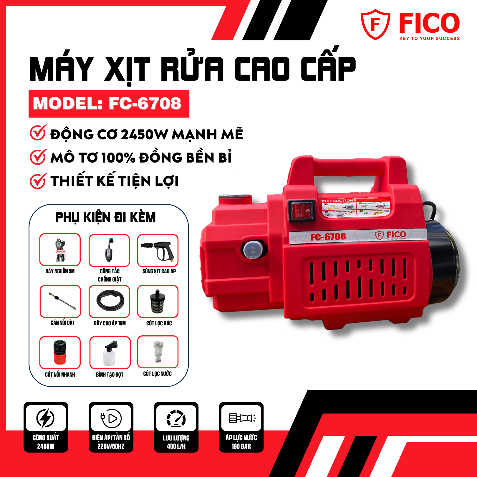 Máy xịt rửa cao cấp FICO FC-6708