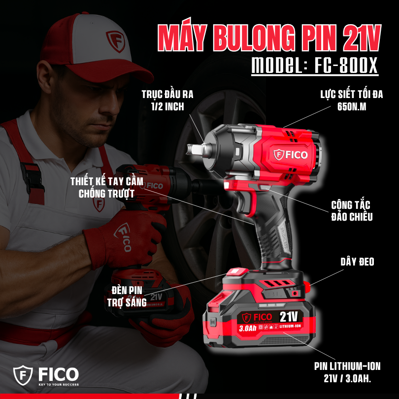 MÁY BULONG PIN 21V FICO | FC-800X