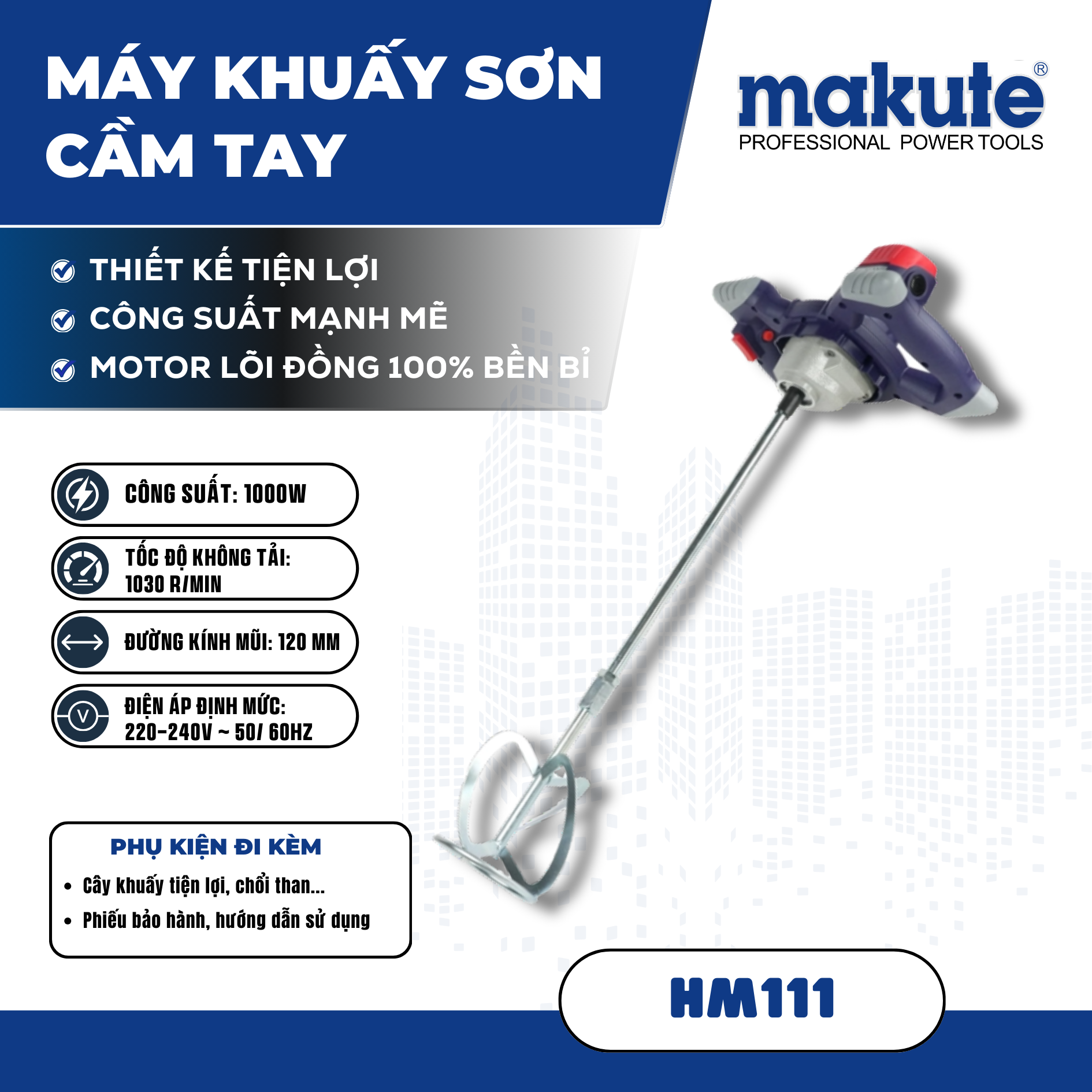 MÁY KHUẤY SƠN CẦM TAY MAKUTE | HM111