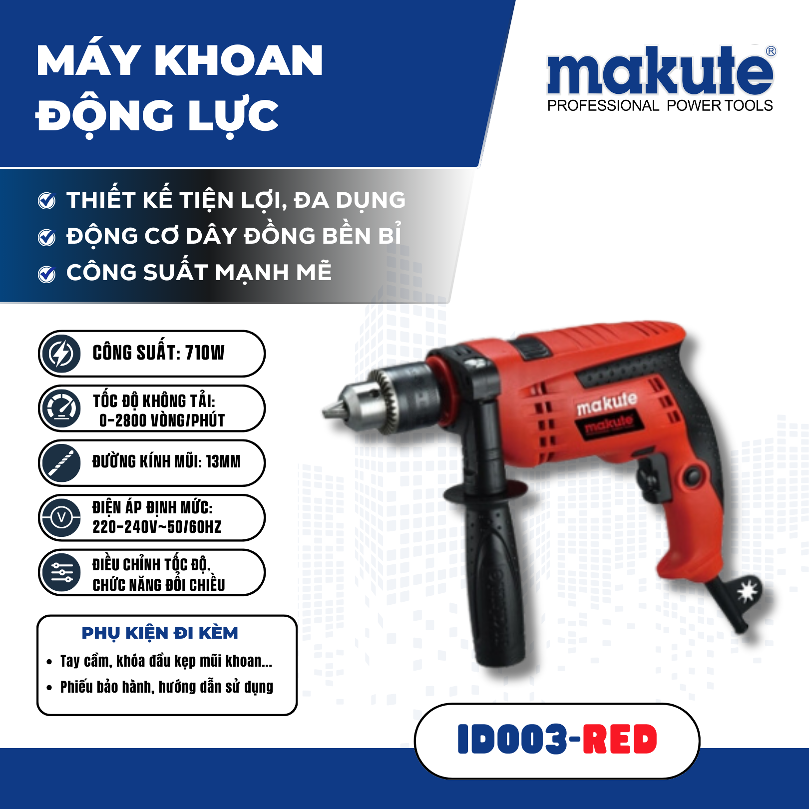 Máy khoan động lực ID003-RED