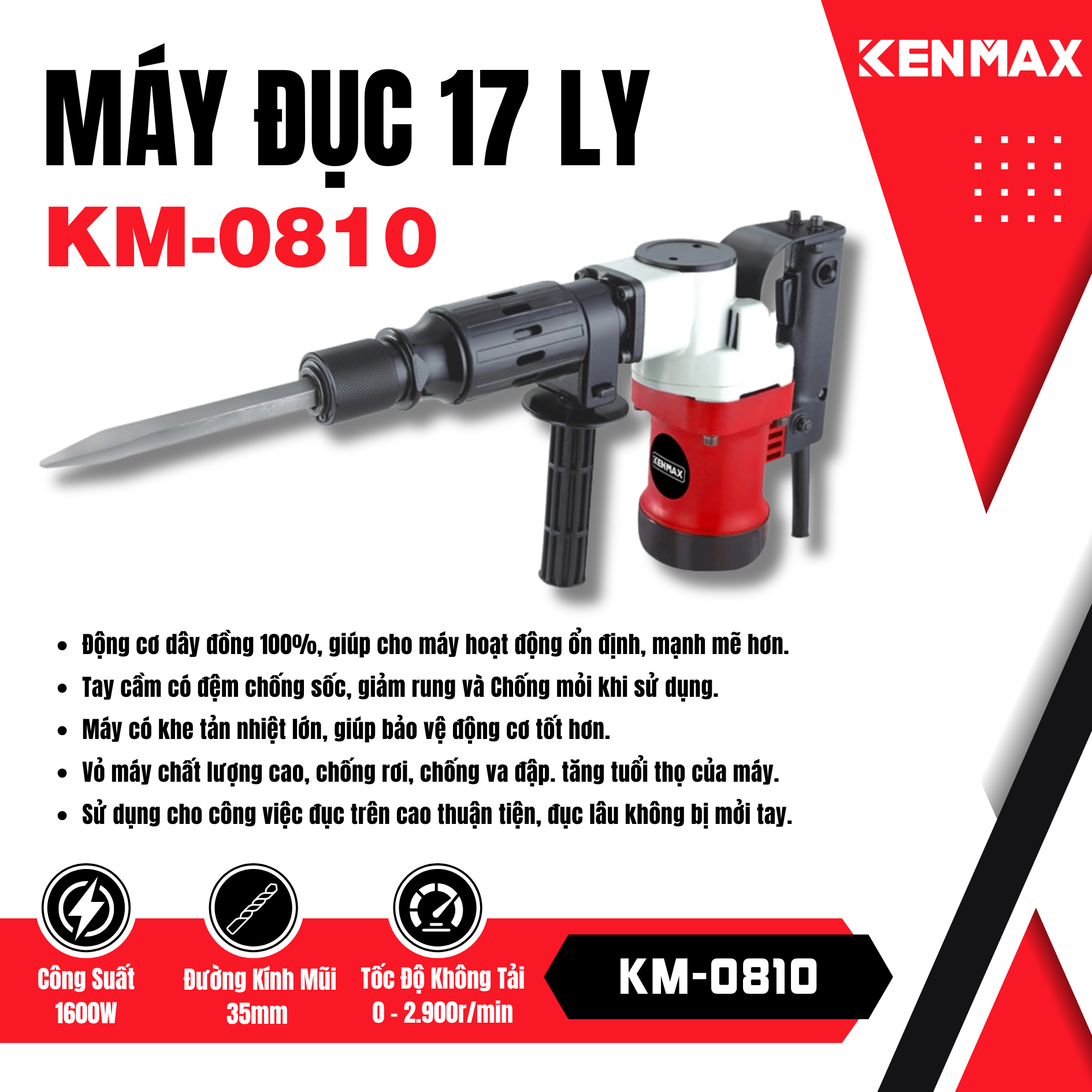 Máy đục 17LY KENMAX | KM0810