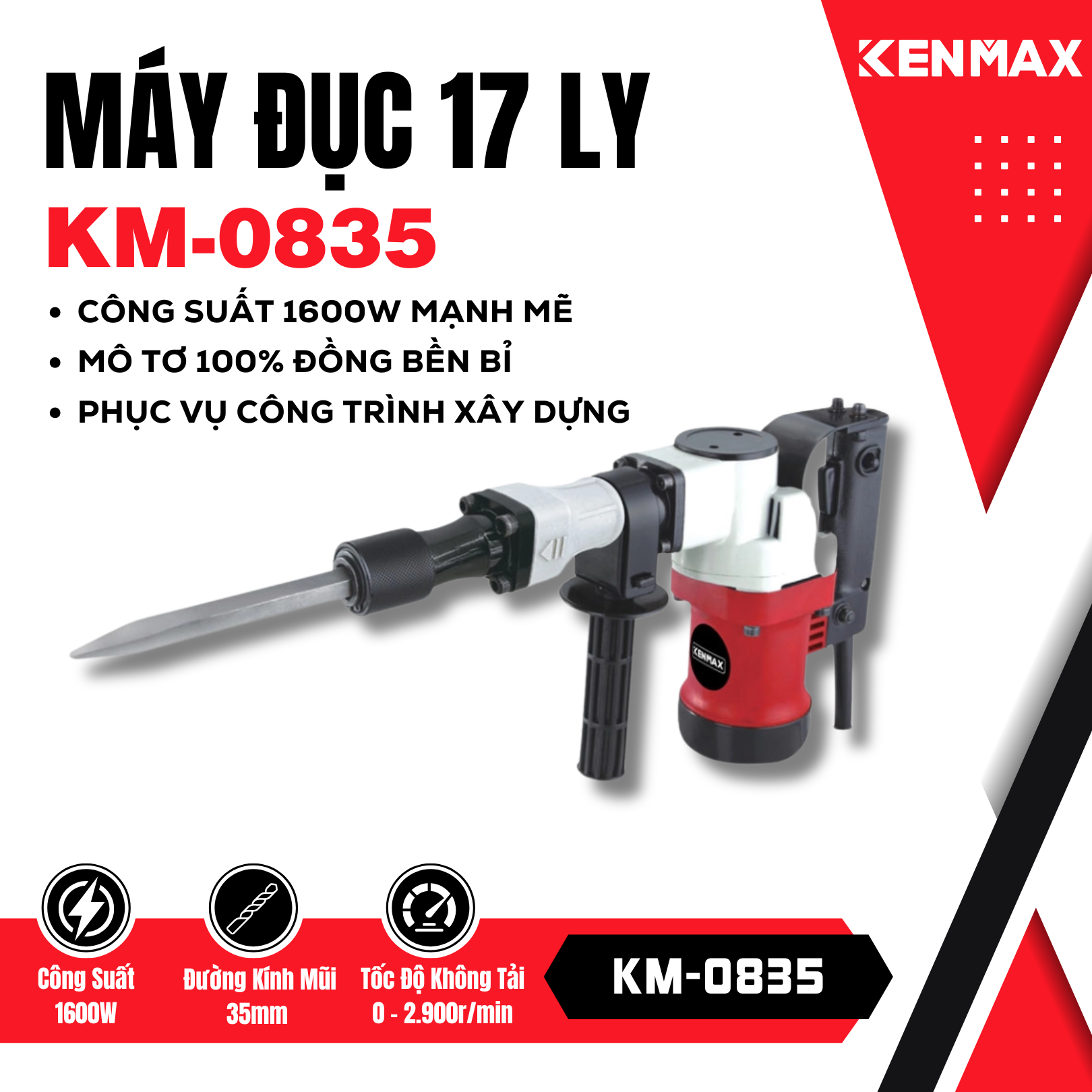 Máy đục 17 ly KM-0835