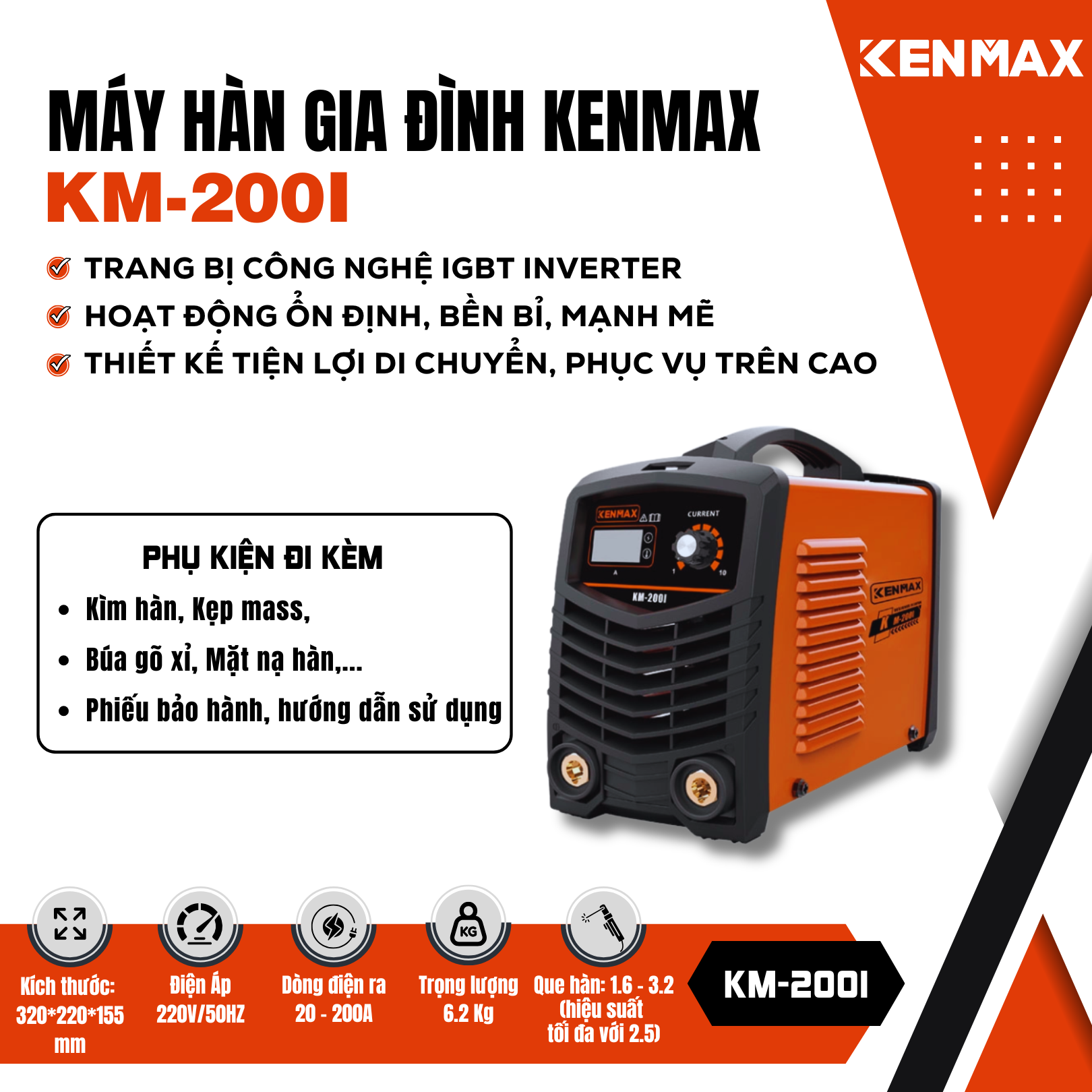 Máy hàn que KM-200I