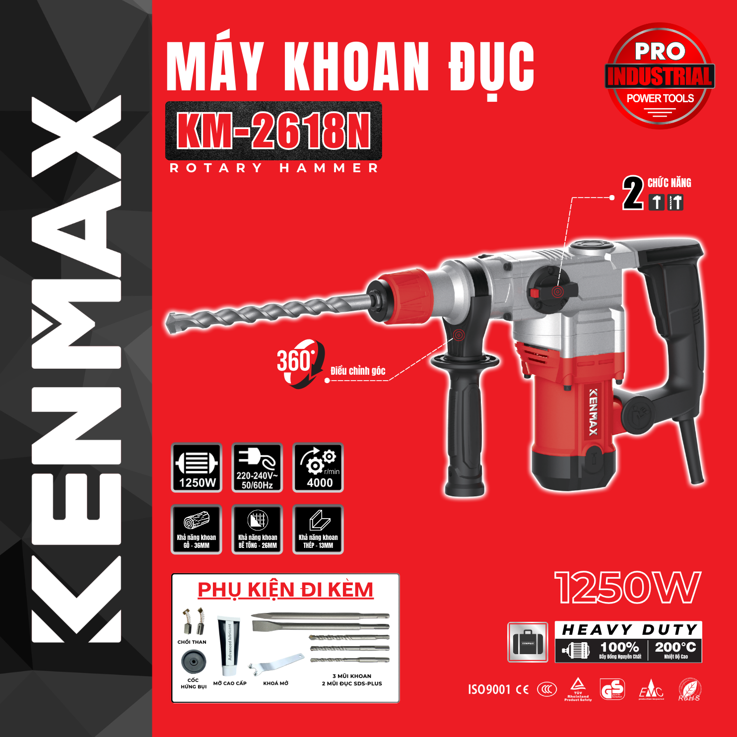 MÁY KHOAN ĐỤC KENMAX KM-2618N