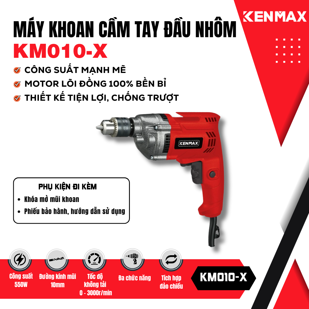 Máy khoan cầm tay đầu nhôm KM010-X