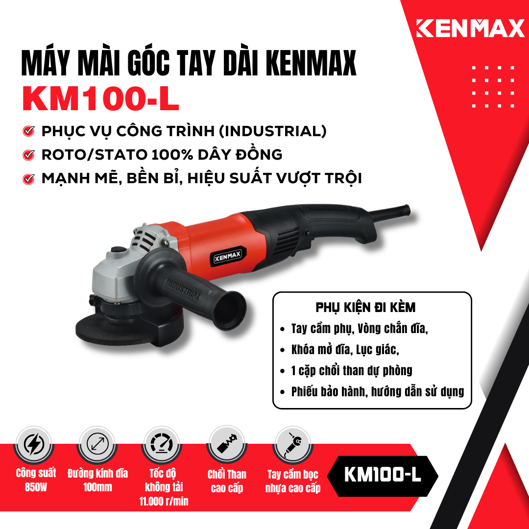 Máy mài góc TAY DÀI KENMAX | KM100L