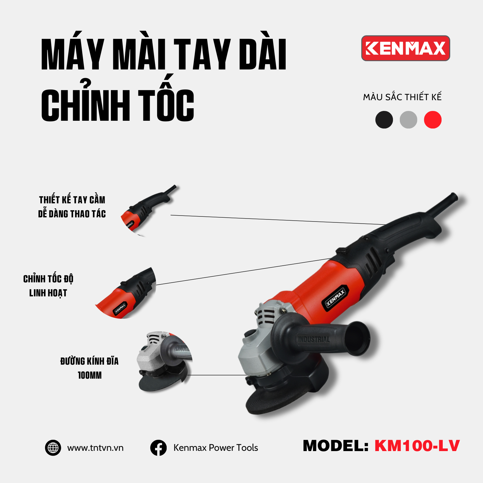 Máy mài góc TAY DÀI CHỈNH TỐC KENMAX | KM100-LV