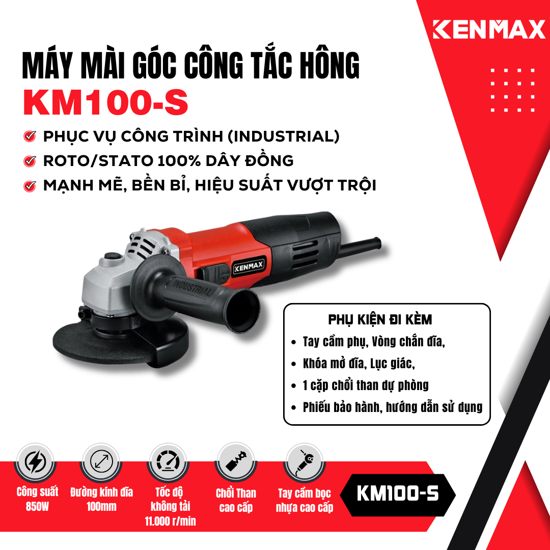 Máy mài góc CÔNG TẮC HÔNG KENMAX | KM100-S