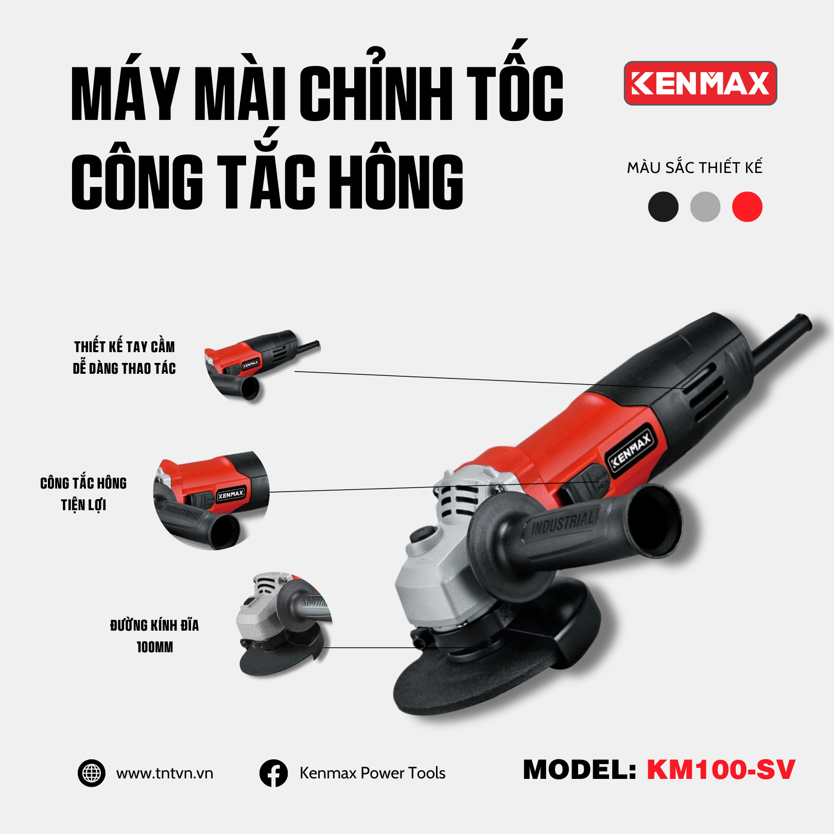Máy mài góc CHỈNH TỐC CÔNG TẮC HÔNG KENMAX | KM100-SV
