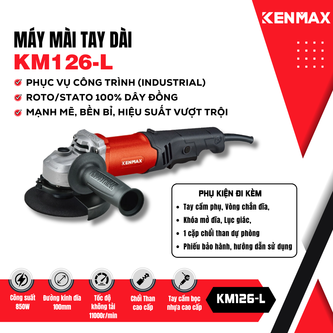 Máy mài tay dài KM126-L