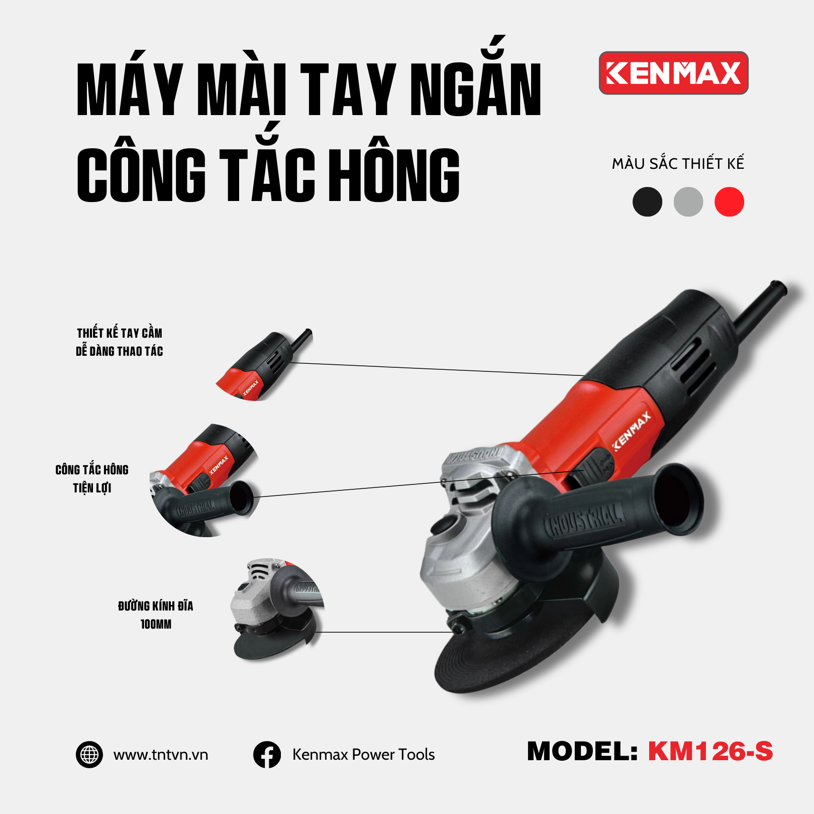 Máy mài tay ngắn công tắc hông KM126-S