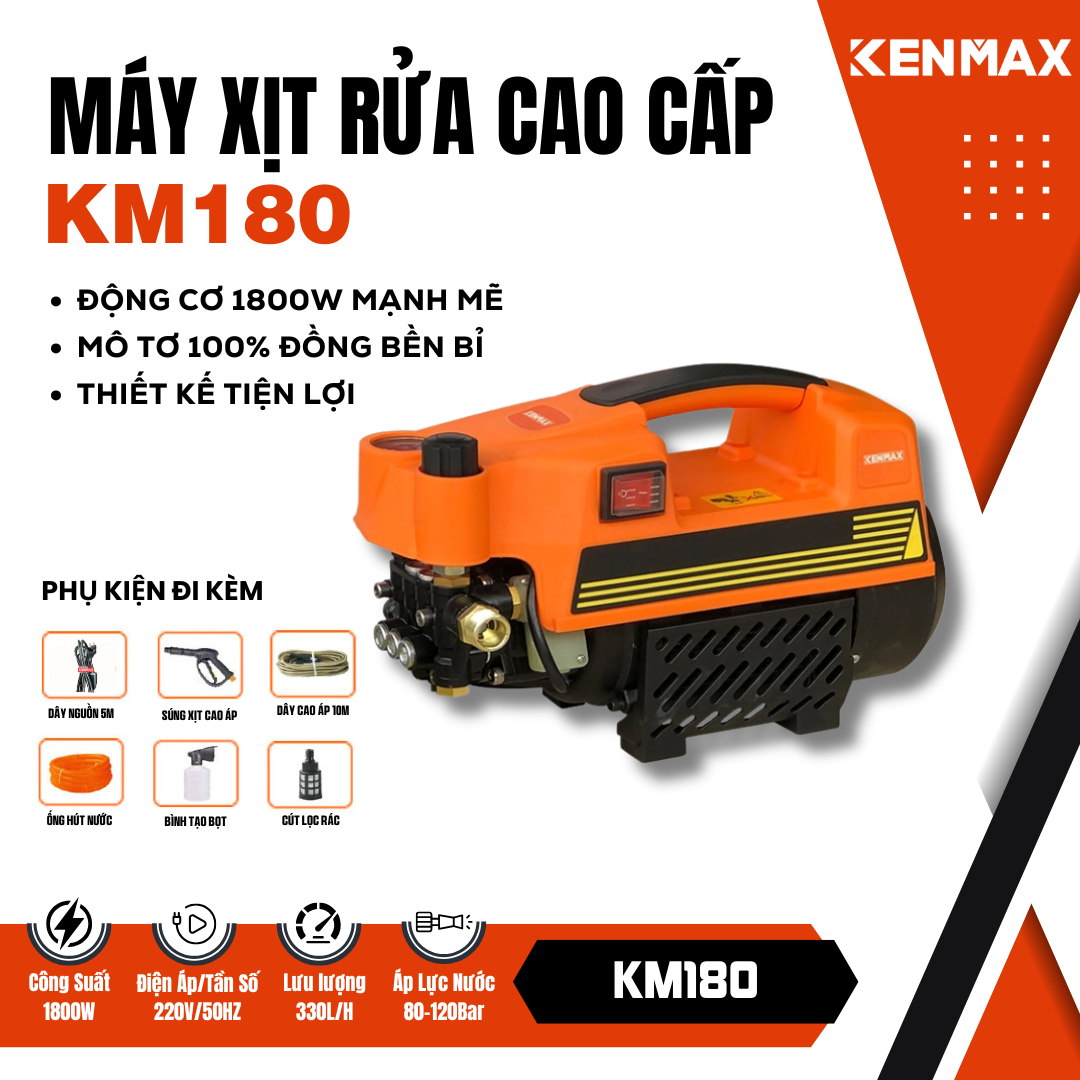 Máy xịt rửa xe cao cấp KENMAX | KM180