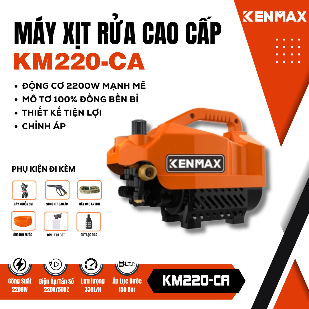 Máy xịt rửa có chính áp KENMAX KM220-CA