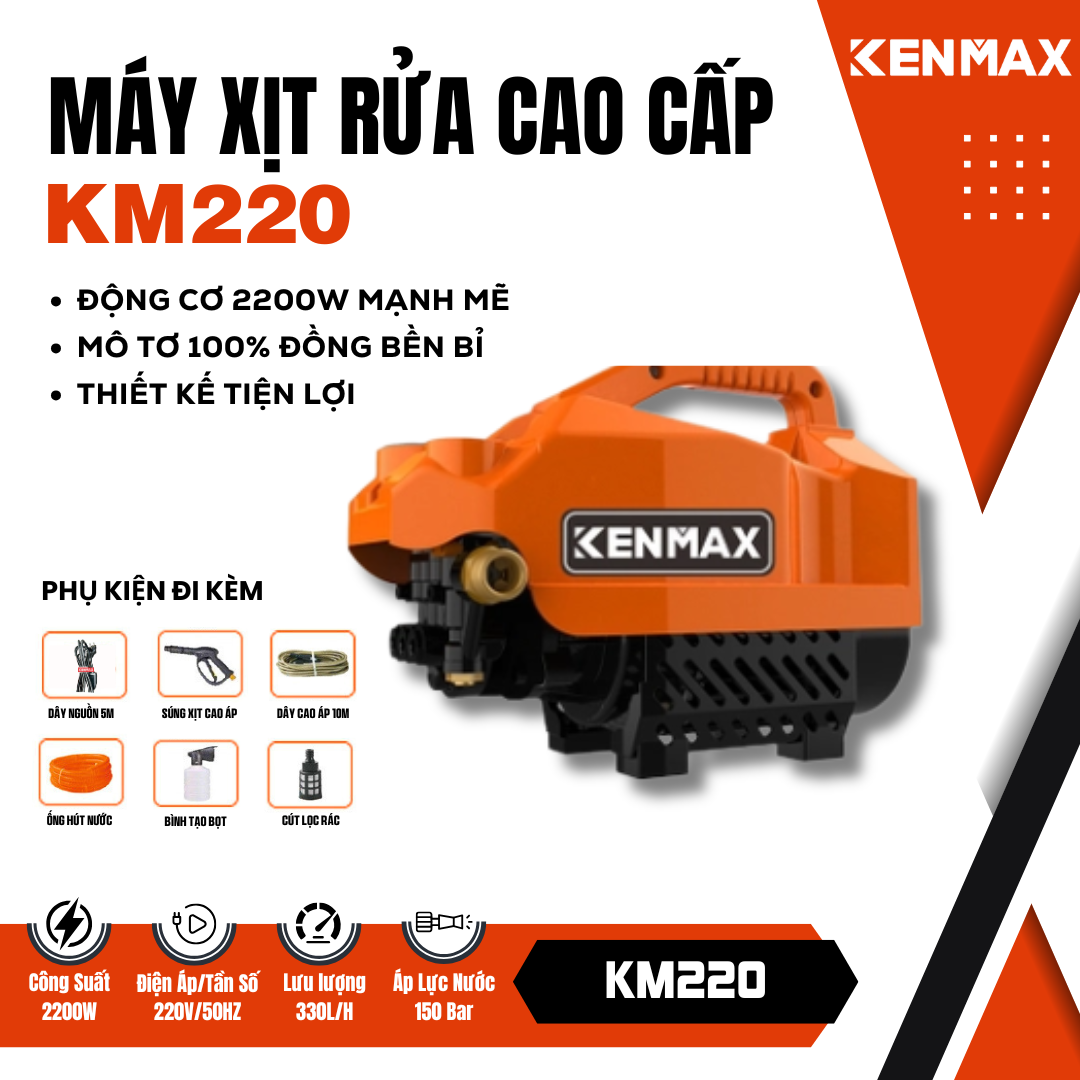 Máy xịt rửa xe cao cấp KENMAX | KM220