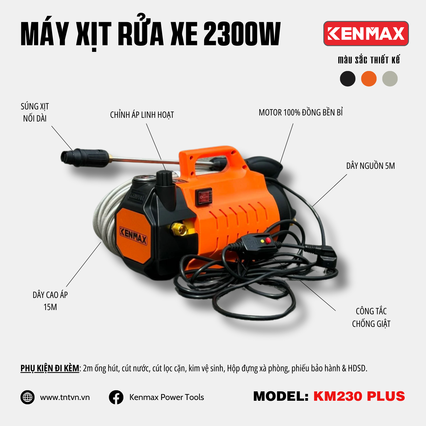 Máy xịt rửa xe bản nâng cấp KENMAX KM230 PLUS