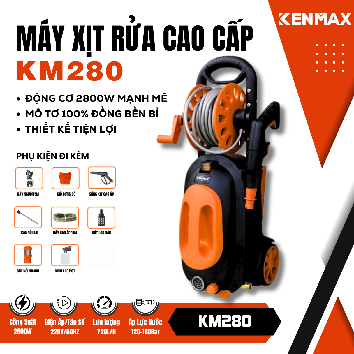 Máy xịt rửa CAO CẤP KENMAX | KM280