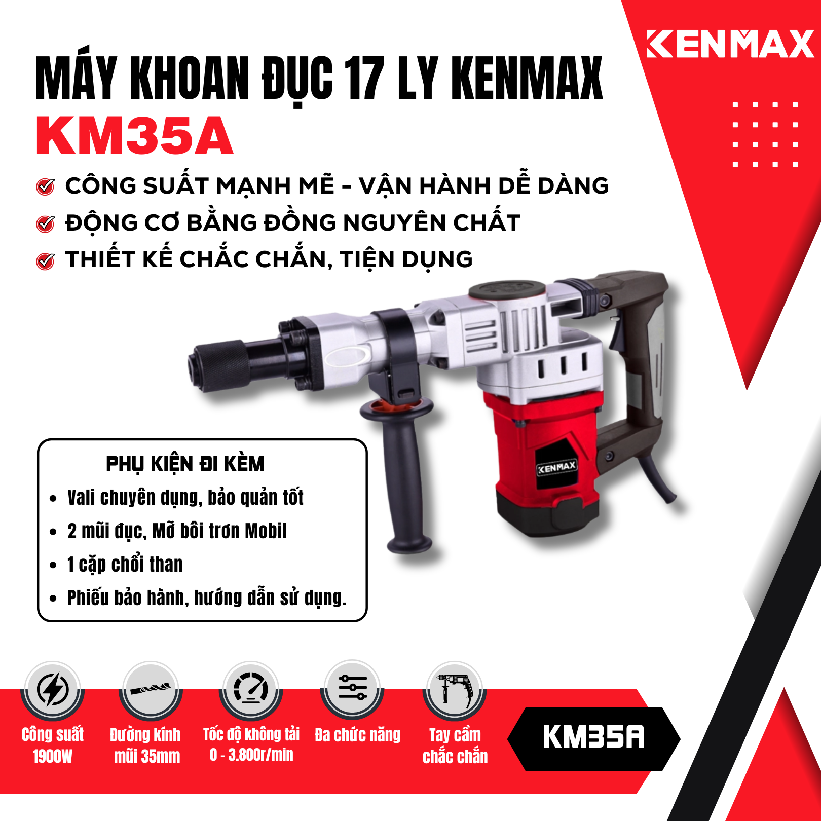 Máy đục điện 17 ly KENMAX | KM35A