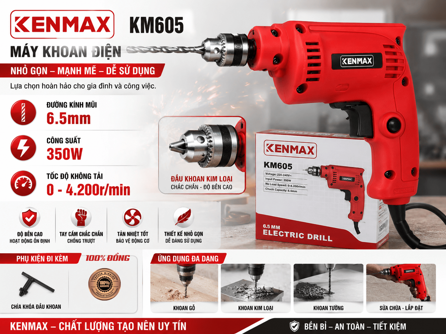 Máy khoan điện KENMAX | KM605
