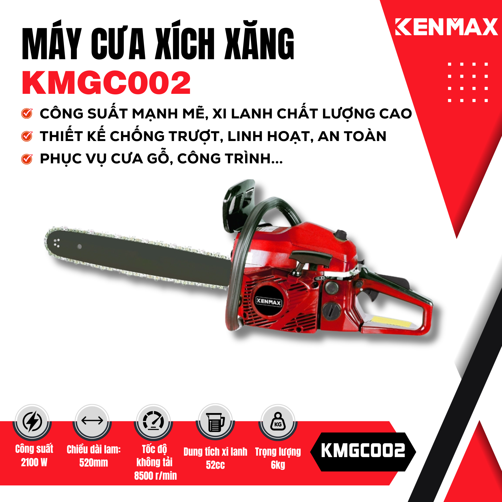 Máy cưa xích xăng KENMAX | KMGC002