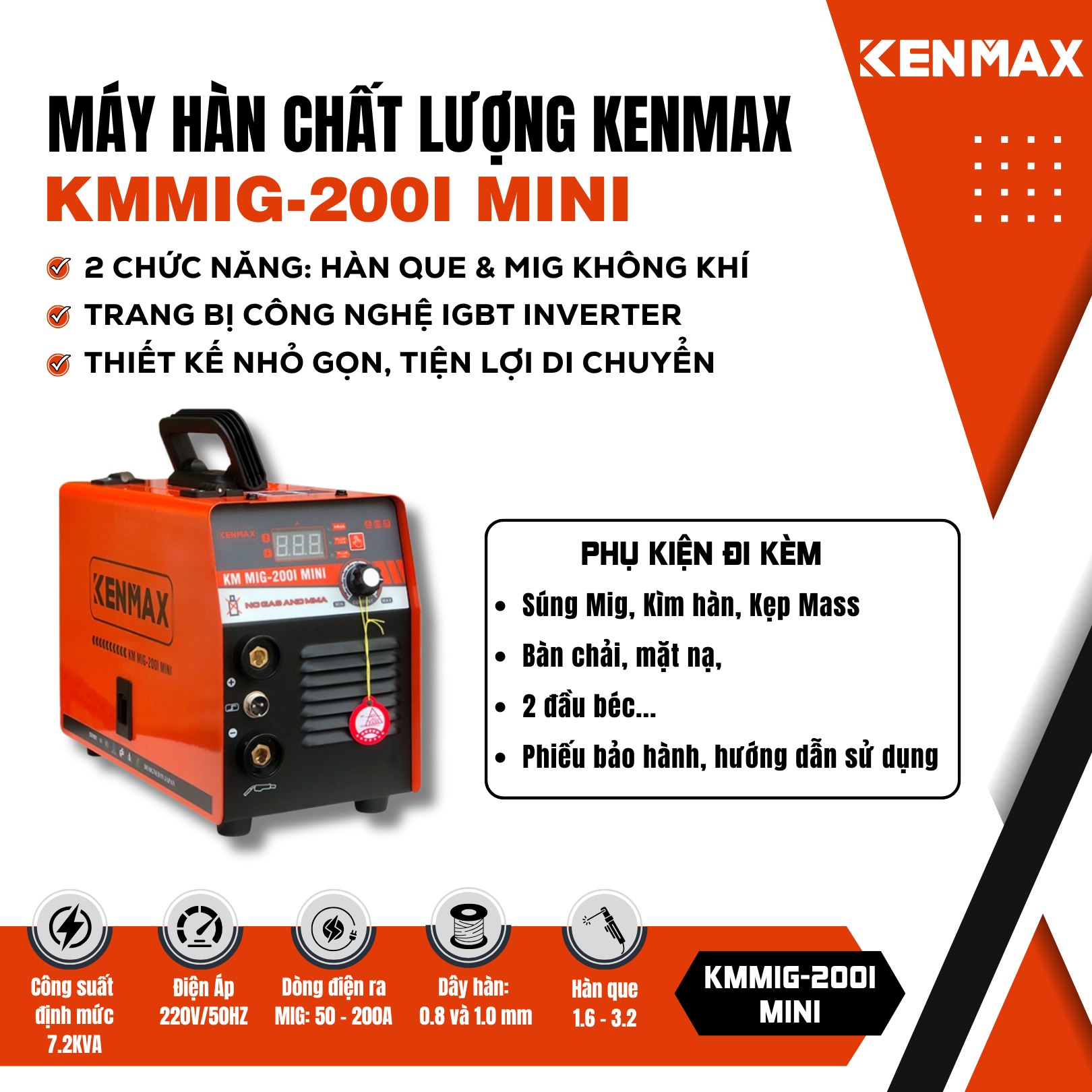 Máy hàn MIG MINI KENMAX | MIG-200I MINI