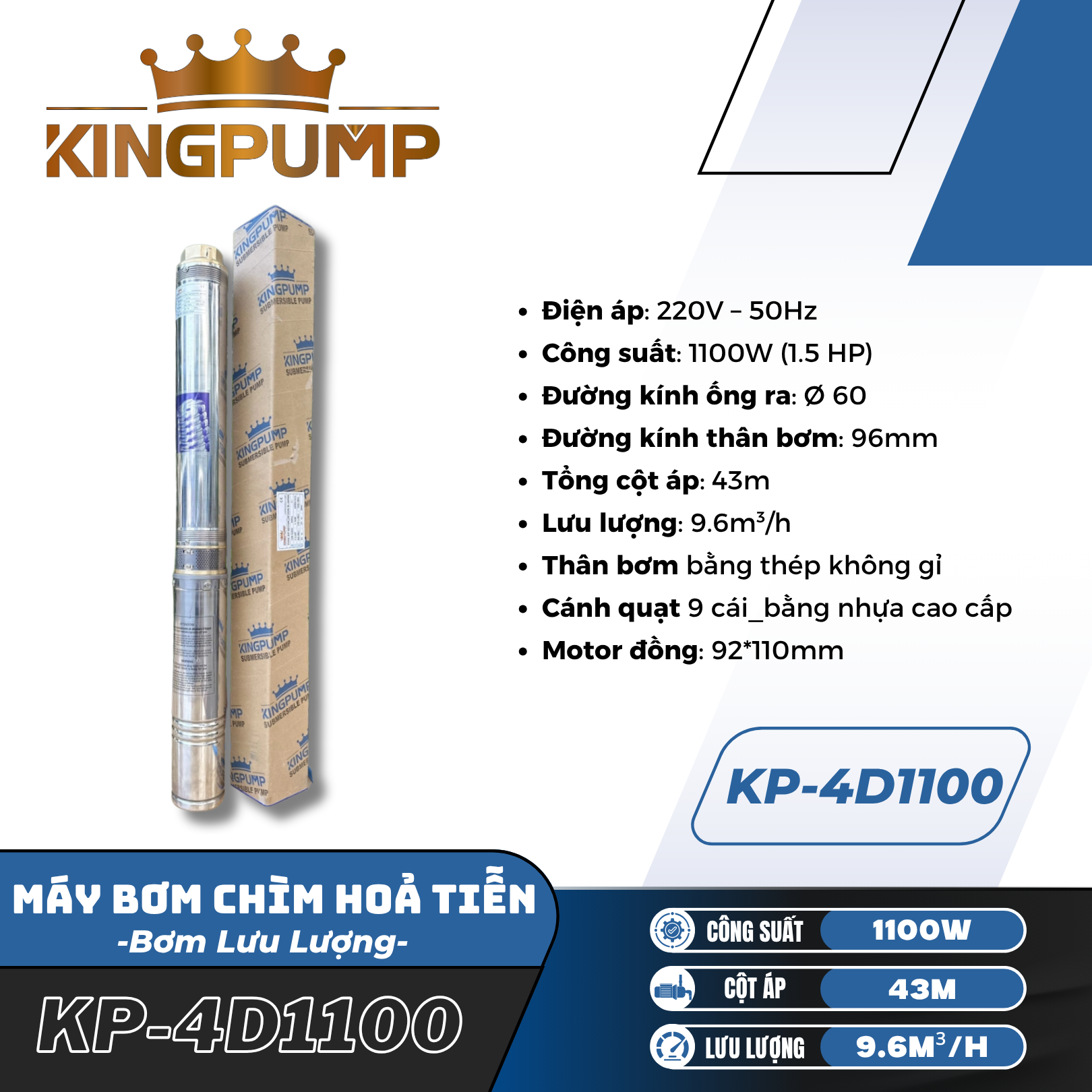 MÁY BƠM CHÌM HỎA TIỄN KINGPUMP KP-4D1100