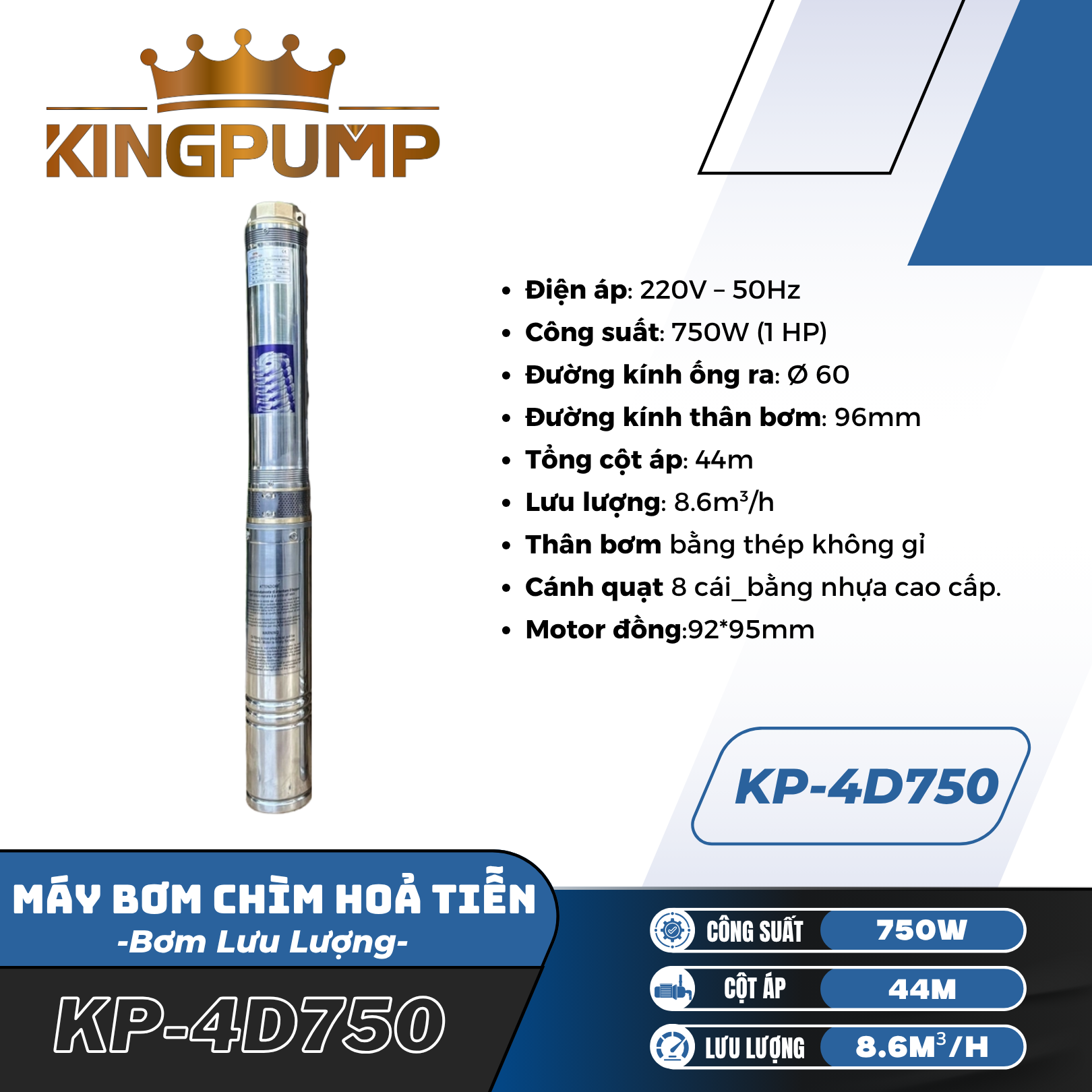 Máy bơm chìm hỏa tiễn KP-4D750