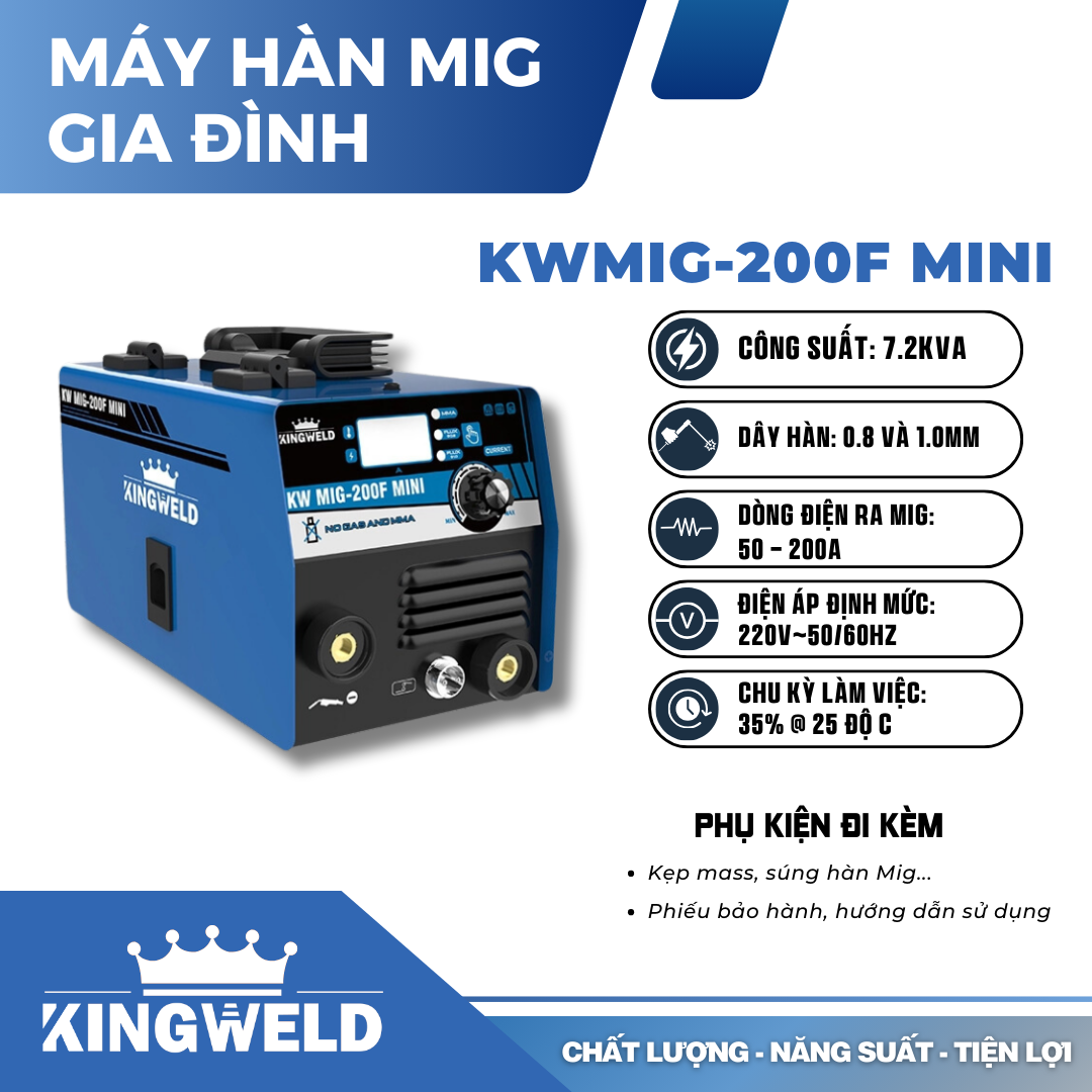 Máy hàn MIG GIA ĐÌNH | KWMIG-200F MINI