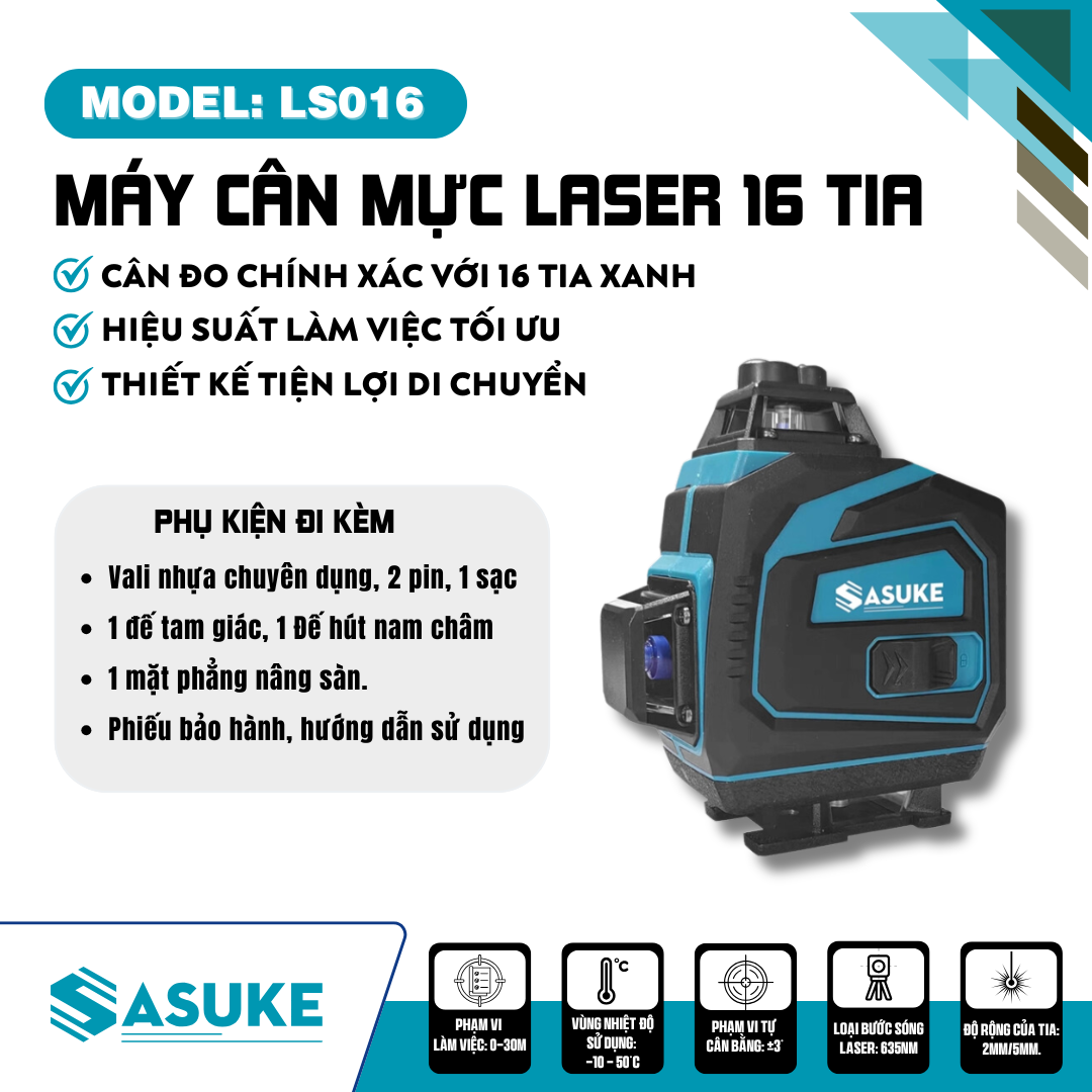 Máy cân bằng tia Laser 16 tia xanh LS016