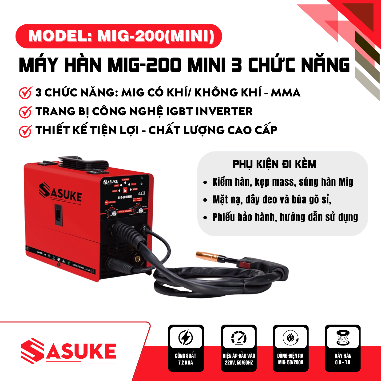 Máy hàn MIG-200MINI 3 chức năng