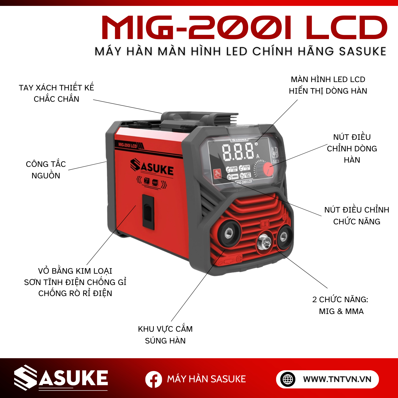 Máy hàn màn hình LED MIG-200I LCD