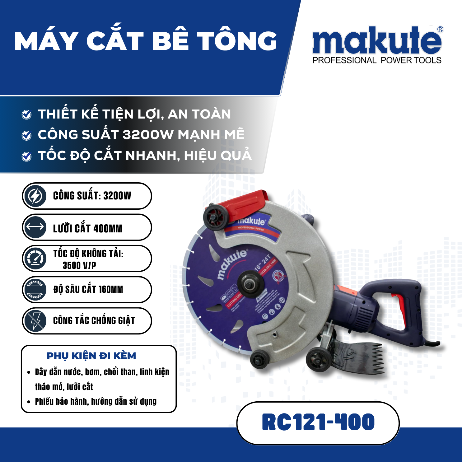 MÁY CẮT BÊ TÔNG MAKUTE | RC121-400