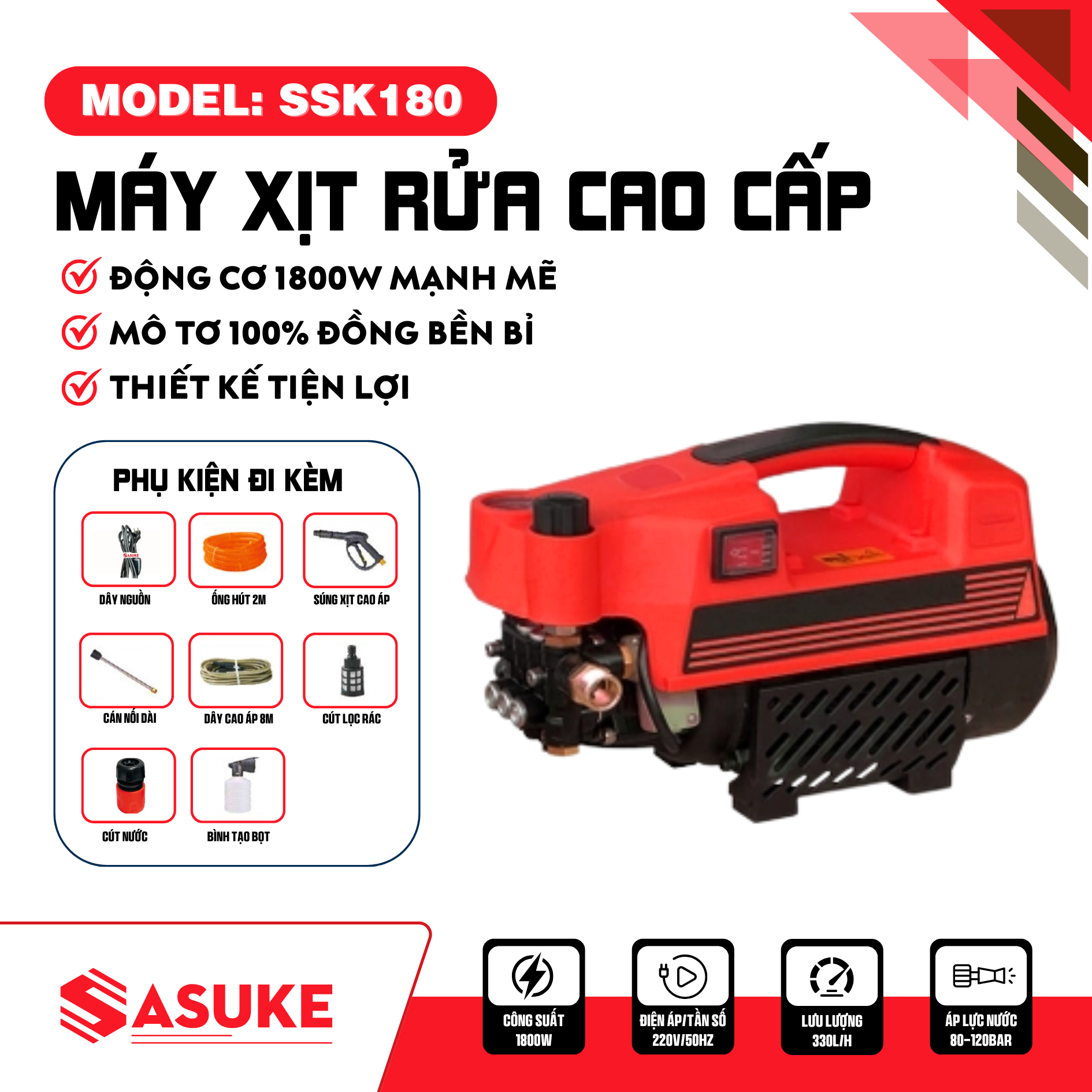 Máy xịt rửa xe cao cấp SSK180