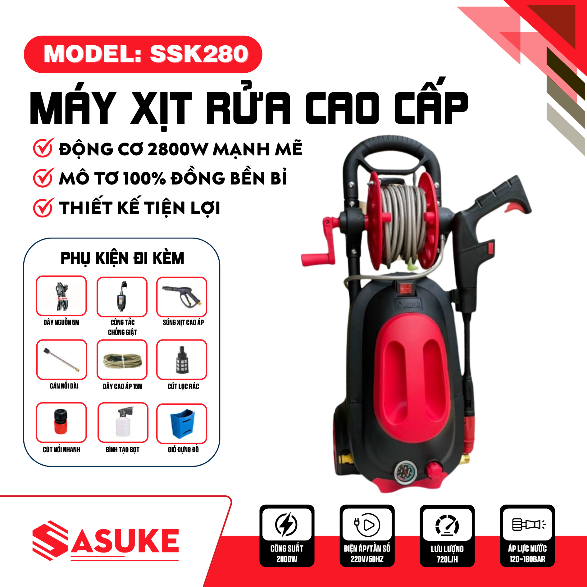 Máy xịt rửa xe cao cấp SSK280