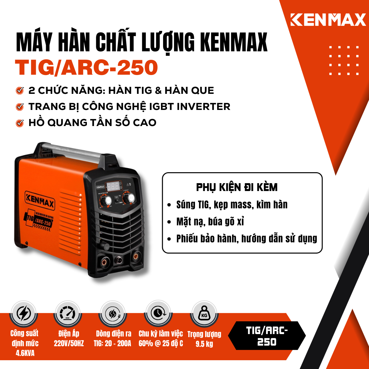 Máy hàn điện tử KENMAX | TIG/ARC-250