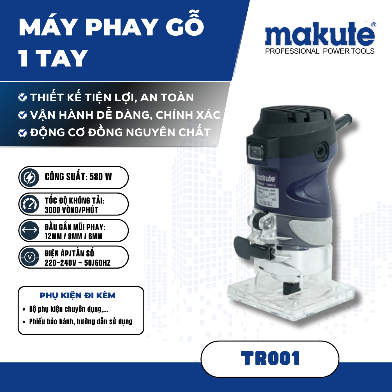 Máy phay gỗ (1 tay) TR001