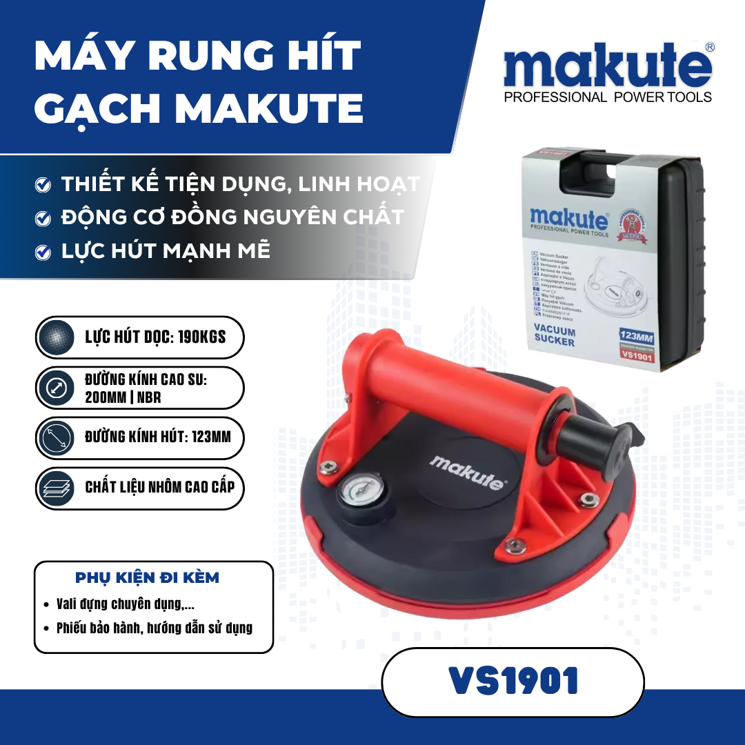 Máy rung hít gạch MAKUTE VS1901