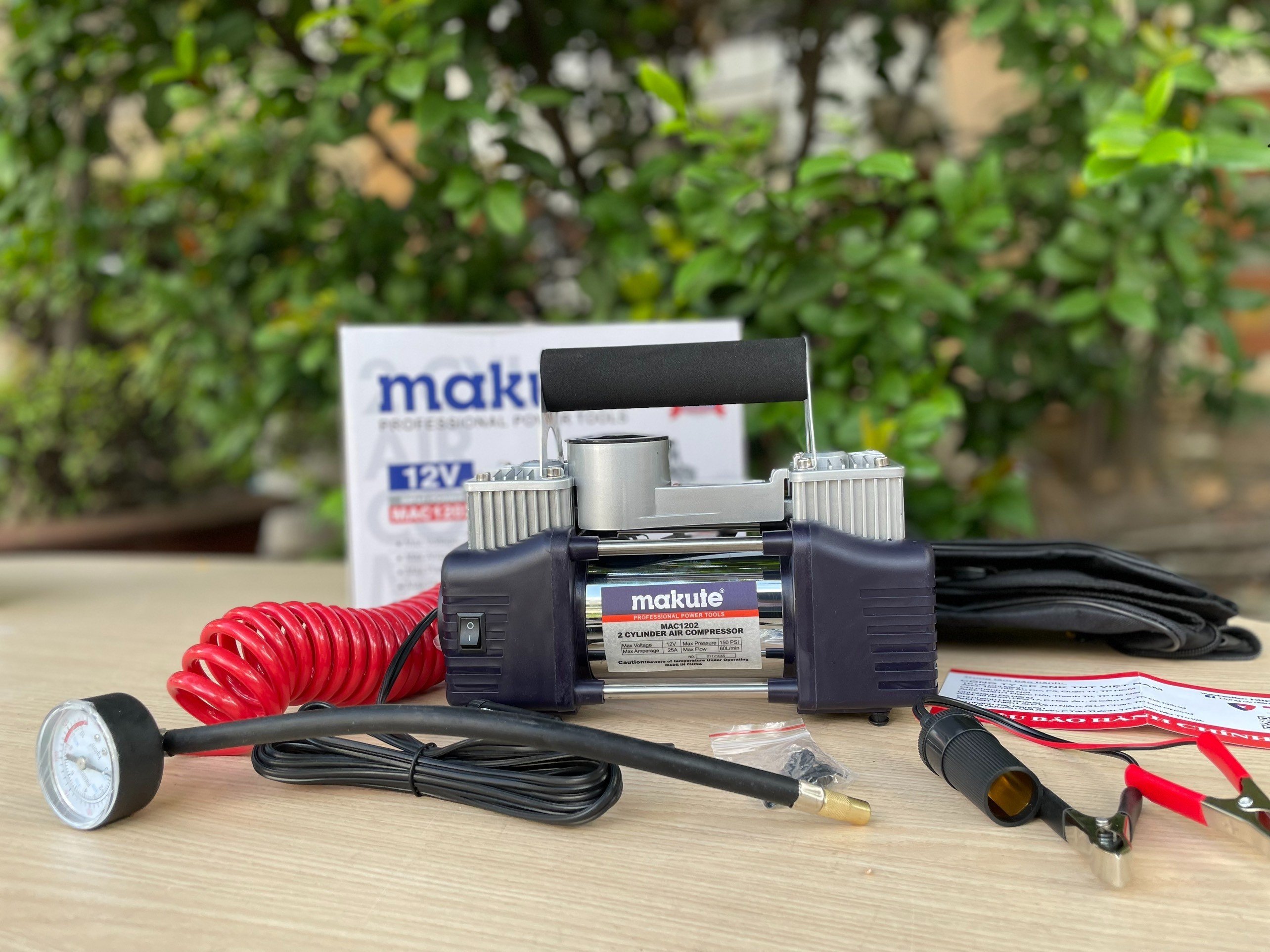 Máy Bơm Lốp xe Hơi, 2 xi lanh |  MAC1202