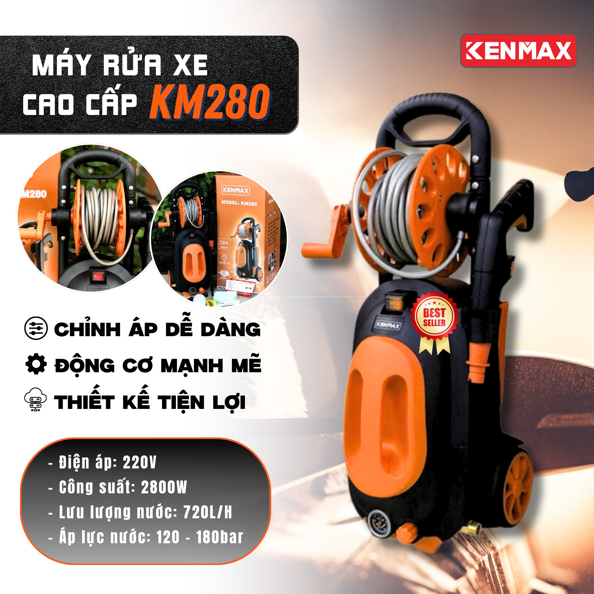 Máy xịt rửa CAO CẤP KENMAX | KM280