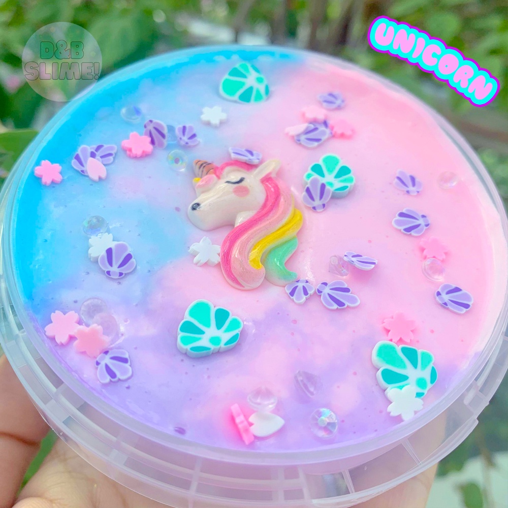 Unicorn Butter Slime 200ml - Đồ Chơi Chất Nhờn Ma Qúai Ngựa Kỳ Lân Phối Màu Siêu Đẹp Kèm Charm và Cốm