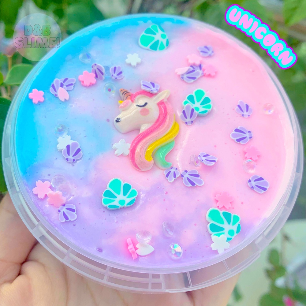 Unicorn Butter Slime 200ml - Đồ Chơi Chất Nhờn Ma Qúai Ngựa Kỳ Lân Phối Màu Siêu Đẹp Kèm Charm và Cốm