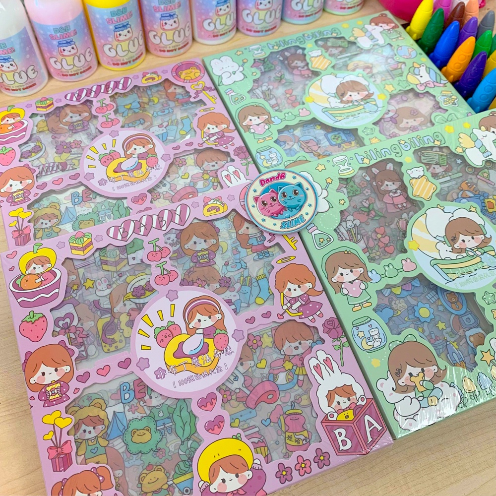 Combo 100 tấm 1000 sticker họa tiết hoạt hình dễ thương dán trang trí bình nước, sổ tay, điện thoại