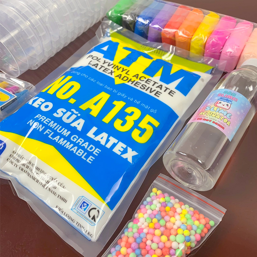 Trọn Bộ Nguyên Liệu Làm Slime Cơ Bản Đầy Đủ Nhất Thành Phẩm Trên 1KG Slime