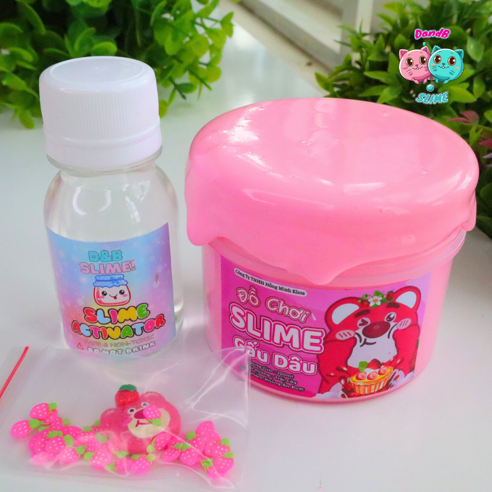 DIY BUTTER LOTSO / Đồ Chơi Slime Bơ Gấu Dâu / Kèm Charm và Cốm/ Chất Slime Dẻo Dai và Thơm