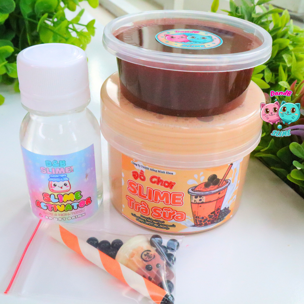 DIY Slime Trà Sữa Truyền Thống/ Đồ Chơi Slime Bơ Sữa Kèm Charm và Cốm / Chất Slime Dẻo Dai và Thơm