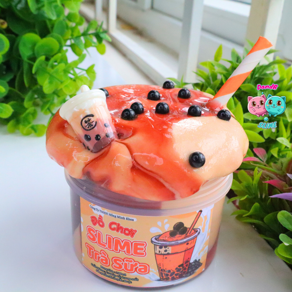 DIY Slime Trà Sữa Truyền Thống/ Đồ Chơi Slime Bơ Sữa Kèm Charm và Cốm / Chất Slime Dẻo Dai và Thơm