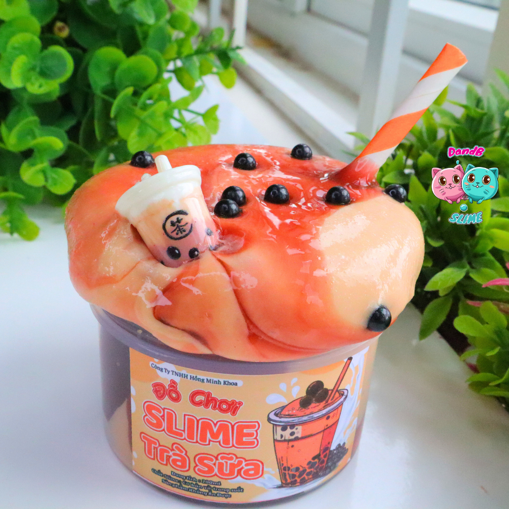 DIY Slime Trà Sữa Truyền Thống/ Đồ Chơi Slime Bơ Sữa Kèm Charm và Cốm / Chất Slime Dẻo Dai và Thơm