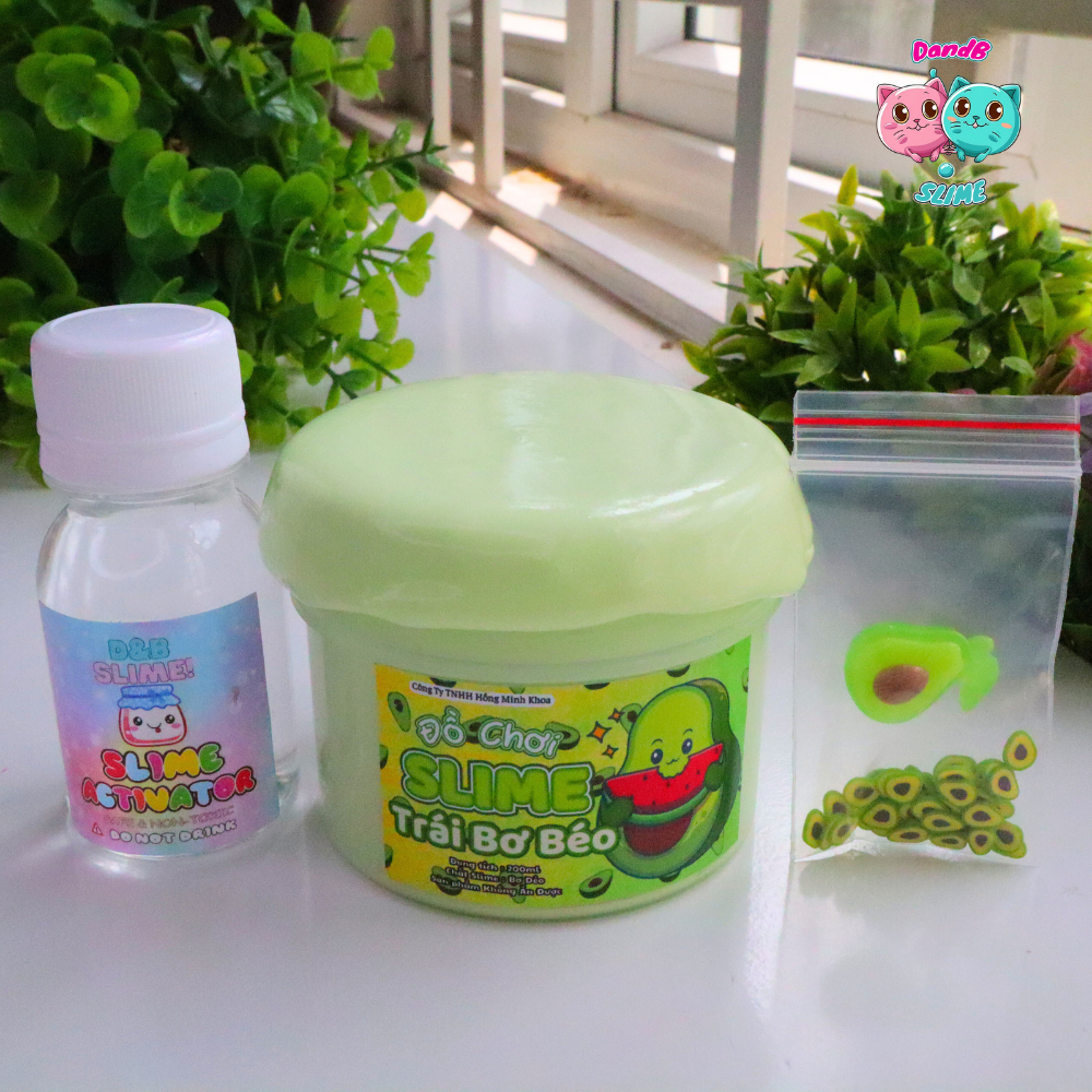 DIY SLIME Trái Bơ Béo / Đồ Chơi Slime Bơ Màu Xanh / Kèm Charm và Cốm /Chất Slime Dẻo Dai và Thơm